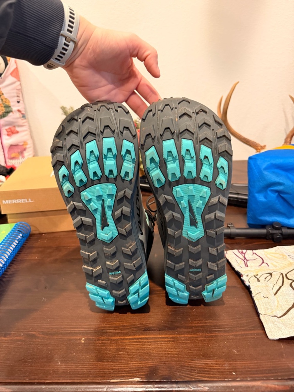 Altra Women's Gray Hiking Boots with Teal Accents - Picture 5 of 8